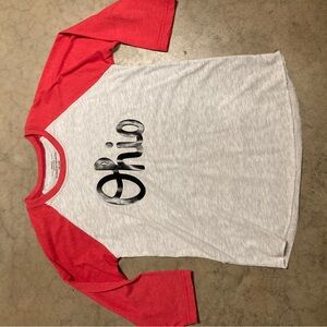 Boutique script Ohio Kids Shirt - Red and Gray